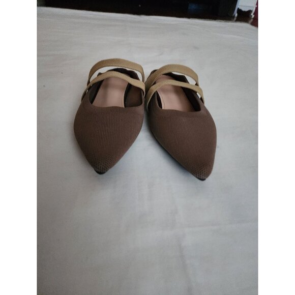 CUCCOO Women's Minimalist Pointed Closed Toe Slip-On Flat Mules Khaki Size 38 - Picture 11 of 13